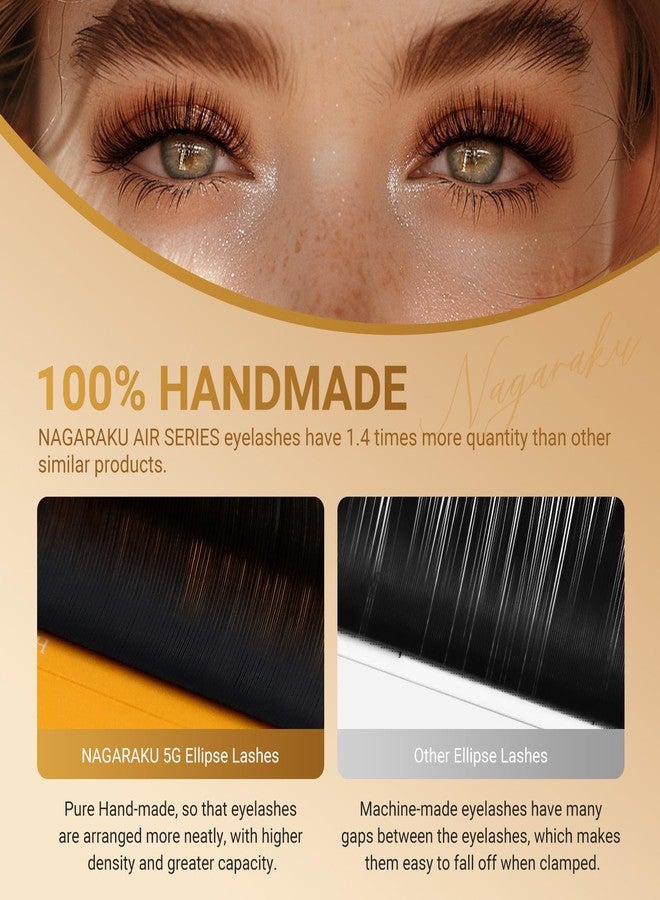 NAGARAKU Flat Ellipse Eyelash Extensions, 5TH GEN AIR SERIES Double Tips Lashes Lighter Thinner Flat Split Tips Individual Lash Matte Black Classic False Eyelashes 16 Rows -0.20 C Curl 9mm - Image 5